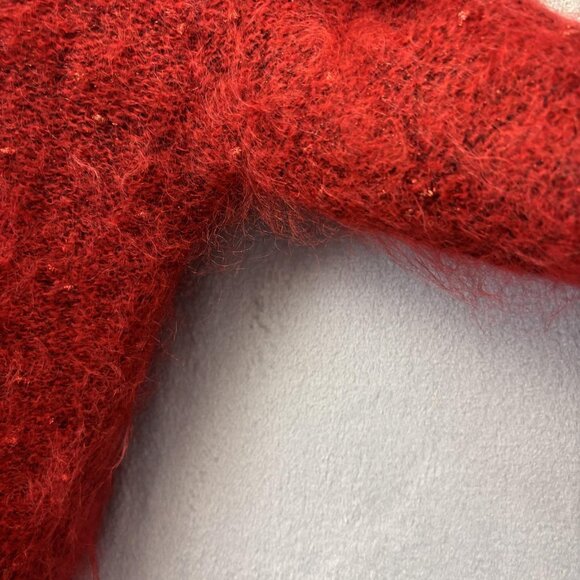 Vintage 80s Carducci Mohair Fuzzy Cardigan Sweater Womens Small Red Holiday Soft - Picture 10 of 15
